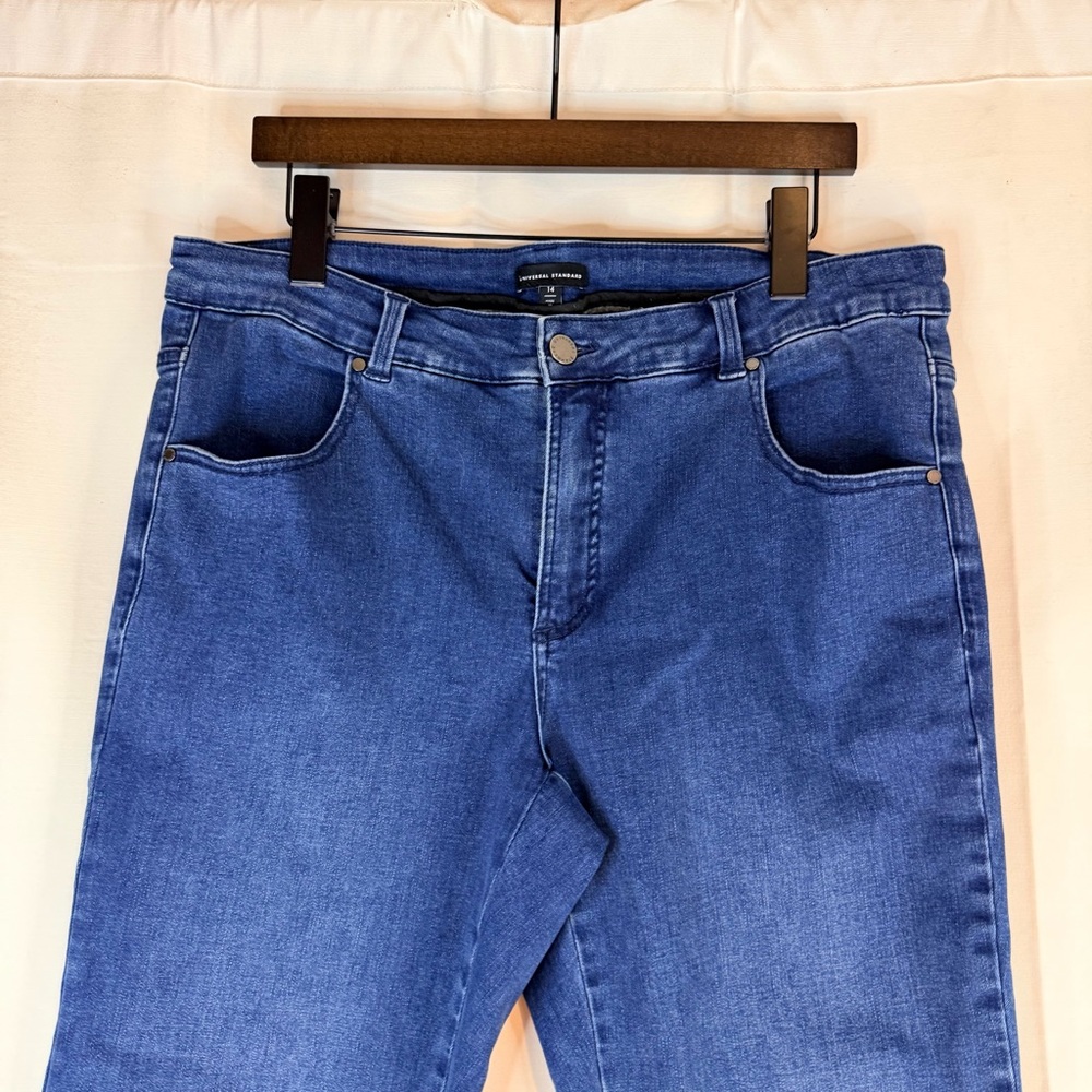 UNIVERSAL STANDARD Women’s Size 14 Denim Jeans Ankle Mid Rise Fit Stretch - Picture 5 of 12